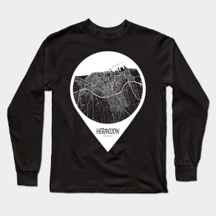 Heraklion, Greece City Map - Travel Pin Long Sleeve T-Shirt